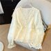 Women's Clothing Korean Style Women's Long Sleeve Lace Shirt Hollow V Neck Crochet Top Fashionable And Youthful For Spring And Autumn_ecoleips.com