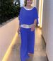 2024 New Cross-Border European American Solid Set: Round Neck Sequin Color Block Batwing Shirt And Wide-Leg Pants_ecoleips.com