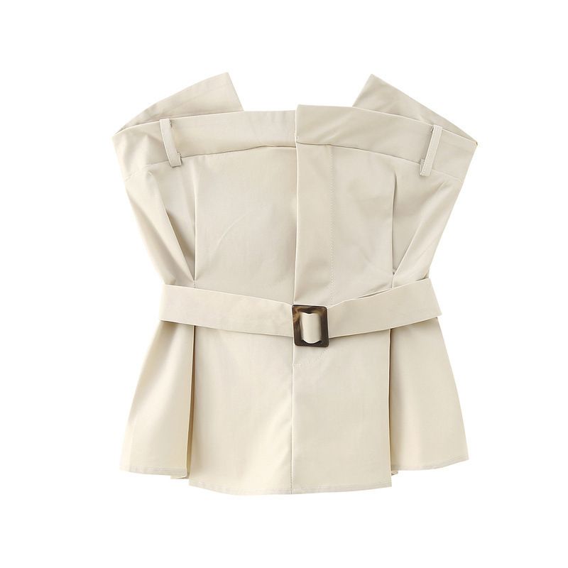 Women's Clothing Summer New Celebrity Slim Pleated Top Lace Waist Skirt Suit_ecoleips.com