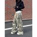 Retro American Letter Print Camouflage Casual Pants Straight Wide Leg Versatile Jeans for Men And Women Instagram Style_ecoleips.com