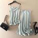 Satin Acetate For Women 2025 Summer New Small Strap Vest Draped Bodycon Skirt Two-Piece Set_ecoleips.com