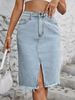 Women's Clothing Simple Denim Skirt Fashionable Hip Wrapped Slit Skirt_ecoleips.com