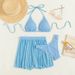 Women's Clothing Swimsuit Split Three Piece Set Mesh Skirt Swimsuit Printed Backless Sexy Bikini_ecoleips.com