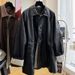 Elegant Casual Loose Jacket For Women, New Spring Korean Style Fashion Striped Leather Coat_ecoleips.com