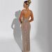 Elegant Sexy Double Shoulder Strap Sequined Mesh Dress Bodycon Evening Gown with Waist Cinching Pullover for Women_ecoleips.com