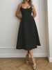 Women A-Line Dresses New Summer Solid Sexy Backless O-Neck Low Chest Sling Maxi Dress Streetwear Fashion Casual Slim Lady Dress_ecoleips.com