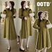 Autumn New Korean Fashion Loose Mid-Length Maternity Dress_ecoleips.com