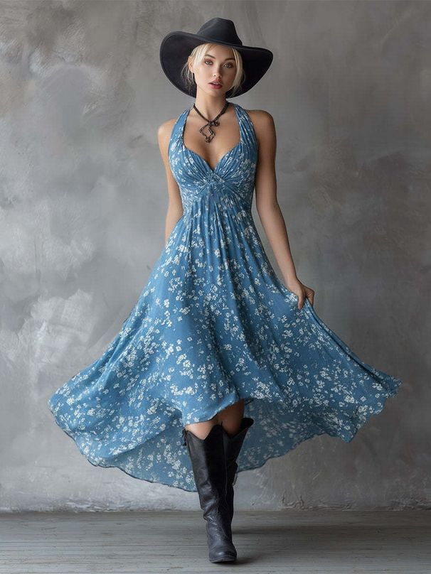 Bohemian Sundress for Women Summer Resort Beach Dress European American Style Independent Store Clothing_ecoleips.com