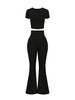 Aria Basics 2026 Spring/Summer New European And American Cross-Border Bell-Bottom Pants High-Waisted Cropped Top Short-Sleeve_ecoleips.com