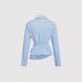 Aria Basics Aria Basics European American Women's Clothing: Blue White Striped Asymmetrical Long-sleeve Shirt With Unique Twisted Design,_ecoleips.com