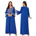 Women's Clothing Muslim Long Skirt Round Neck Hot Diamond Loose Dress_ecoleips.com