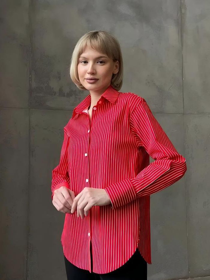 Women's Clothing New Loose Large Size Striped Women's Shirt Work Shirt Casual Long Sleeved Shirt_ecoleips.com