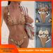 Women's Snakeskin Print Bikini Set Satin Beige Top High Waisted Briefs European American Style Swimwear_ecoleips.com