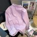 Women's Purple Striped Polo Collar Shirt Loose Fitting Casual Long Sleeved Top Unique Design Spring Style_ecoleips.com