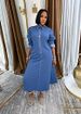 Women's Clothing Casual Polo Collar Zipper Long Sleeve Dress Washed Denim Exclusive New Fashion_ecoleips.com