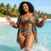 Women's Clothing Women's Style Long Sleeve Printed Two Piece Swimsuit Sun Protection Beach Vacation Bikini Set_ecoleips.com