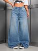 Women's Retro High Street Wide Leg Jeans Solid Color Casual Fashion Office Lady Style Spring Autumn Regular Fit Cotton Denim_ecoleips.com