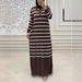 Women's Clothing Knitted Striped Long Fashionable And Elegant Dress_ecoleips.com