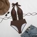 Solid Color One-Piece Bikini With Backless Crisscross Straps, Sexy Swimsuit For Women_ecoleips.com