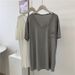 Women's Clothing Withdrawal Modal Pocket Large Round Neck T Shirt Women's Drape Solid Color Slim All Match Top_ecoleips.com