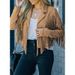 Women's Clothing Leather Jackets Suede And Velvet Temperament Lapel Tassel Short Coat_ecoleips.com