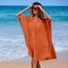 Beach Cover-Up Shirt Dress Lightweight Sheer Polo Collar Tunic Breezy Short Sleeve Swimwear One Size 4 Colors_ecoleips.com