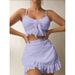 Women’s 3-Piece High-Waist Bikini Set – Modest Coverage & Push-Up Padding | Polyester/Spandex Swimwear (Black/White/Purple/Pink, S-XL)_ecoleips.com