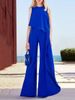 Women's Clothing solid color fashion temperament vest high waist wide leg pants women's irregular zipper jumpsuit _ecoleips.com