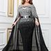 Women's Clothing Gold Embroidery Sexy Cape Swinging Dress_ecoleips.com