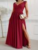 Plus-size Elegant Dress, Fashionable And Elegant V-neck Ball Gown For Women, Sleeveless Lace Wedding Party Dress, Suitable For Wedding Guests, Casual Vacation._ecoleips.com