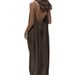 2026 Summer New Style Women's Lace Wrinkle Pure Color Pleated Backless Strapless Long Dress For Beach Vacation_ecoleips.com