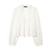 Women's Clothing Women's V Neck Short Shirt Fashion Lace Trimmed Long Sleeved Top Summer For Formal & Casual For Women_ecoleips.com