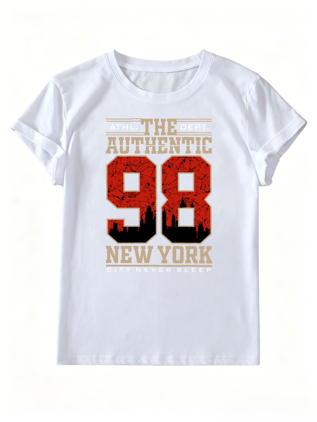 Women's Vintage New York 98 City Skyline Graphic T Shirt Casual Round Neck Short Sleeve Loose Fit Streetwear Summer Daily Tops_ecoleips.com