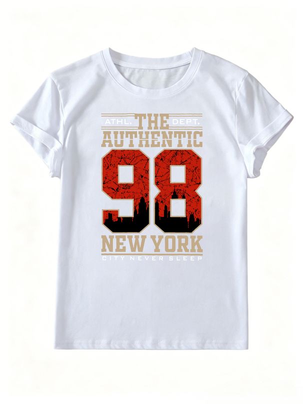 Women's Vintage New York 98 City Skyline Graphic T Shirt Casual Round Neck Short Sleeve Loose Fit Streetwear Summer Daily Tops_ecoleips.com