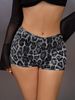 Women Grey Leopard Sequin Shorts High Stretch Sparkly Mini Hot Pants Bodycon Glitter Leopard Print Club Party Bottoms Y2K Streetwear_ecoleips.com