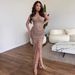 Women's Clothing New Style Tube Top Hollow Sexy Pleated Design Sequined Skirt Hip Wrapped Front Slit High End Fashion Dress Skirt For Women_ecoleips.com