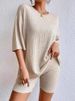 K New Fashion Casual Solid Color Round Neck Loose Women's Shorts Set. No Necklaces Or Other Accessories_ecoleips.com