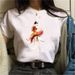 Popular Women's Clothing: European And American Style Printed Ballet Girl White Short-sleeve T-shirt_ecoleips.com