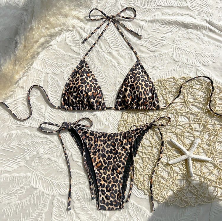 Women's Sexy Two-Piece Swimsuit Bikini Set Tie Waist Hot Spring Beachwear Regular Fit Polyester_ecoleips.com