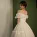 Satin Light Wedding Dress Simple Sweet Bow Off-Shoulder Art Exam Slimming Floor-Lgth Host Banquet Eving Gown For_ecoleips.com