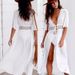 Women's Lace Stitching Long Shawl Cardigan Jacket Bikini European American Style Cross Border Hot Selling 2024_ecoleips.com