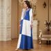 Women's Elegant Long Robe Dress Color Block Embroidered Fashionable Loose Fit European And American Style_ecoleips.com