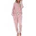 Women's Clothing Two Piece Casual Pocket Suit Women’s Casual Button-Up Lounge Set – Pocket Pullover & Relaxed Pants_ecoleips.com