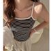 Women's Clothing Pure Cotton Contrast Color Knitted Striped Bottom Small Camisole Vest For Women With High Elastic Design And Sexy Tops_ecoleips.com