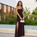 Women's Clothing Women's Solid Color Off-Shoulder Dress Pleated Side Slits Spring Summer Sexy Dress For Formal & Casual_ecoleips.com