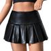 Sexy High-Waist Pleated Mini Skirt – Anti-Slip Bodycon PU Leather Skirt For Nightclub & Party (S-XL)_ecoleips.com