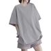 Women's Summer Casual Slimming Two Piece Set Short Sleeve T-Shirt And Shorts Loose Fit plus Size Fashionable Versatile_ecoleips.com