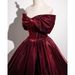 Burgundy Wedding Dress Bride 2026 New Model, Long Style, Slimming, Off-shoulder, Suitable For Art Exams, Solo_ecoleips.com