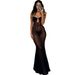 Women's Fashion Slim Dress One Line Collar Hollow Mesh See Through_ecoleips.com