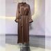 Voya Voya Women's European And American Autumn New Solid Color Satin Long Sleeve Loose Dress With Belt For Women_ecoleips.com